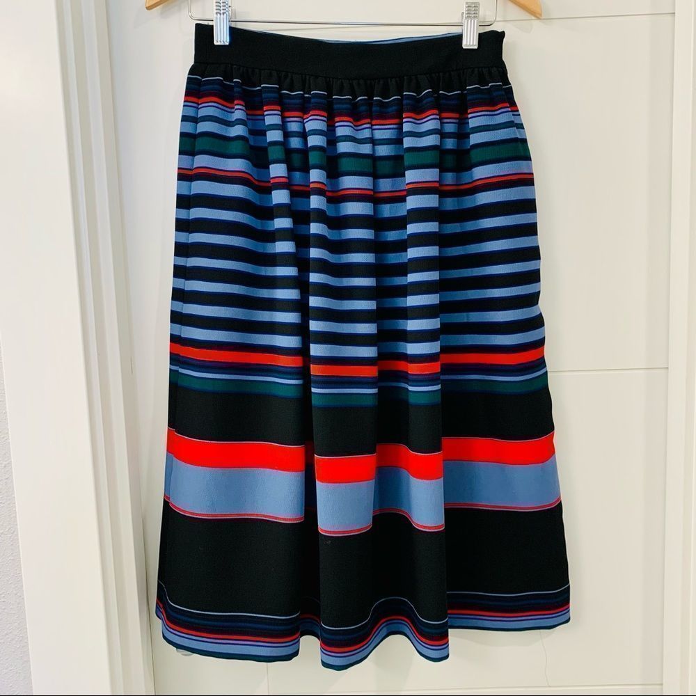 ZARA Small Women's Striped Midi Skirt Blue Black